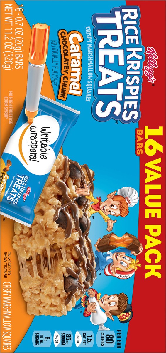 slide 11 of 12, Rice Krispies Treats Kellogg's Rice Krispies Treats Marshmallow Snack Bars, Caramel Chocolatey Chunk, 11.2 oz, 16 Count, 11.2 oz