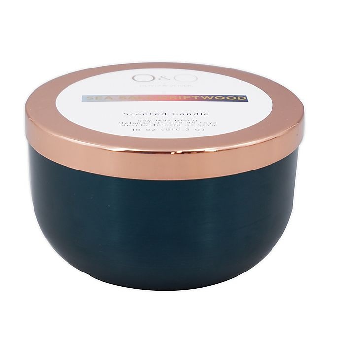 slide 1 of 1, O&O by Olivia & Oliver Bayberry Tin Candle - Teal, 18 oz