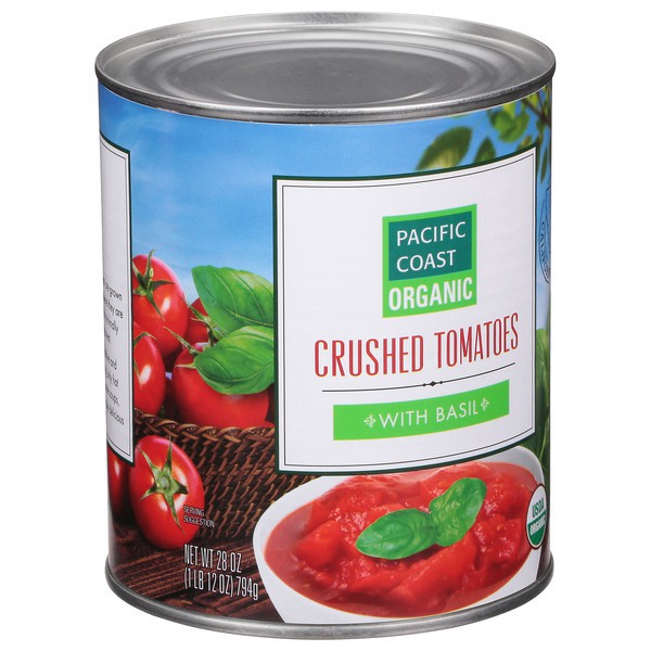 slide 1 of 1, Pacific Coast Organic with Basil Crushed Tomatoes 28 oz, 28 oz