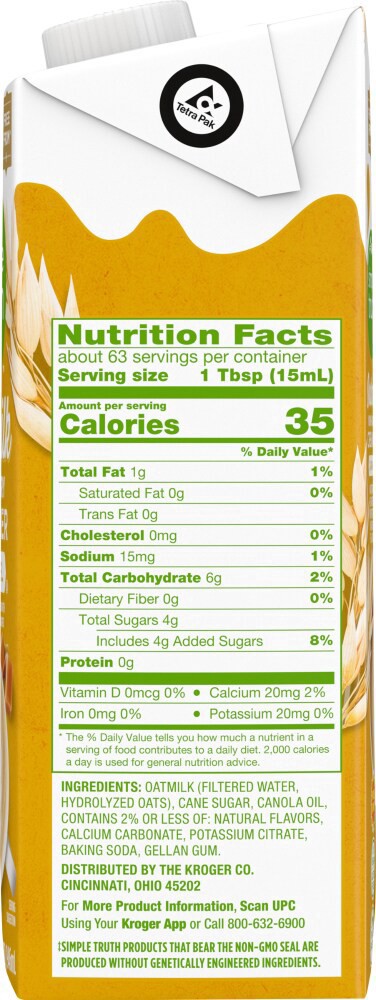 slide 2 of 4, Simple Truth Non-Dairy Oatmilk Sweet Cream Creamer, 32 fl oz