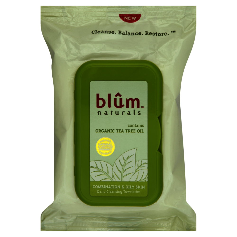 slide 1 of 1, Blûm Naturals Daily Cleansing Makeup Remover Towelettes Oily Skin, 30 ct