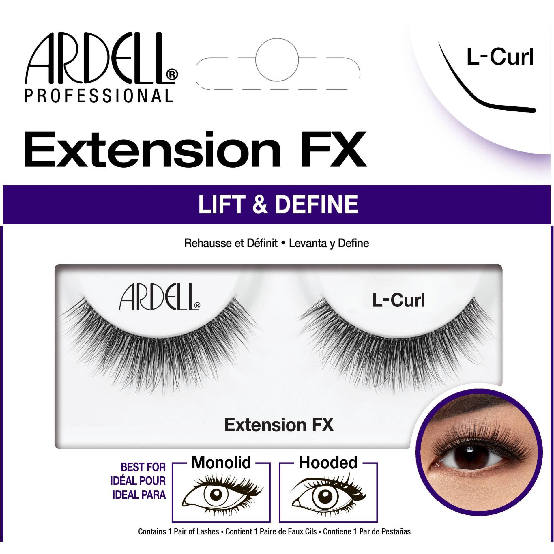 slide 1 of 3, Ardell Extension FX L-Curl Lift & Define Lash (Pair), 1 pair