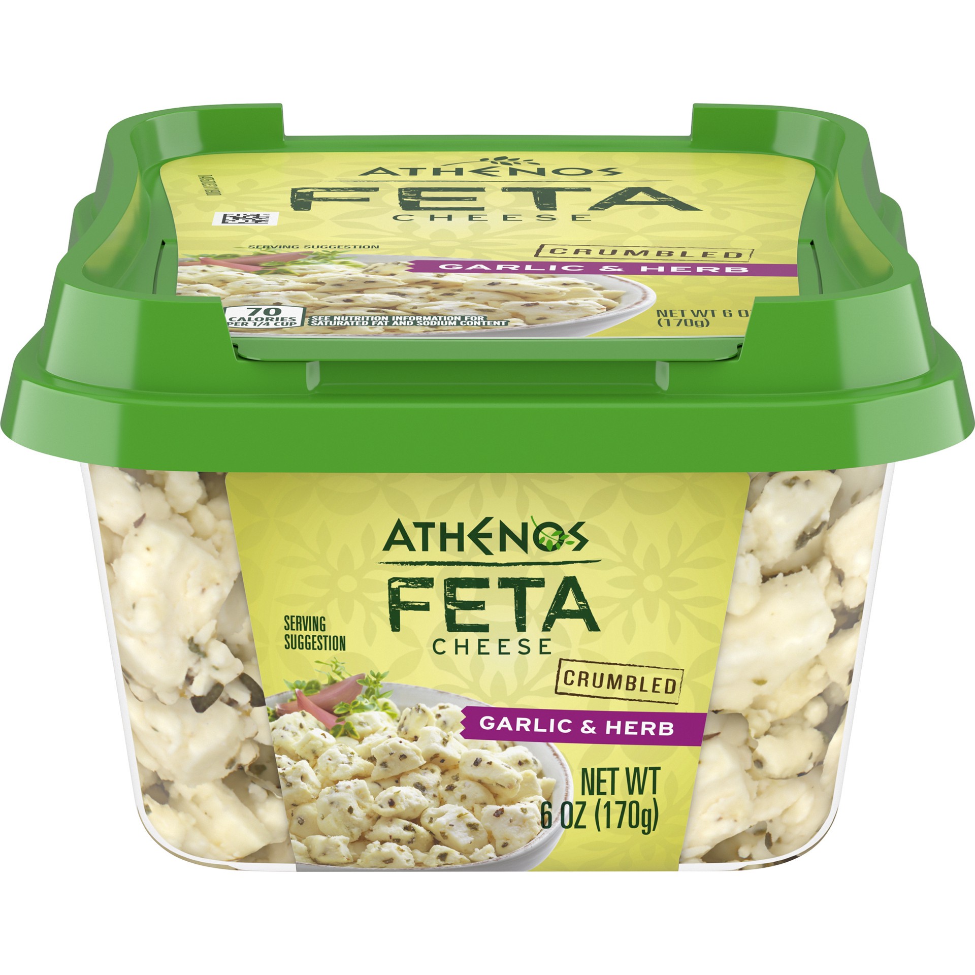 slide 1 of 9, Athenos Crumbled Garlic Herb Feta Cheese, 6 oz, 6 oz