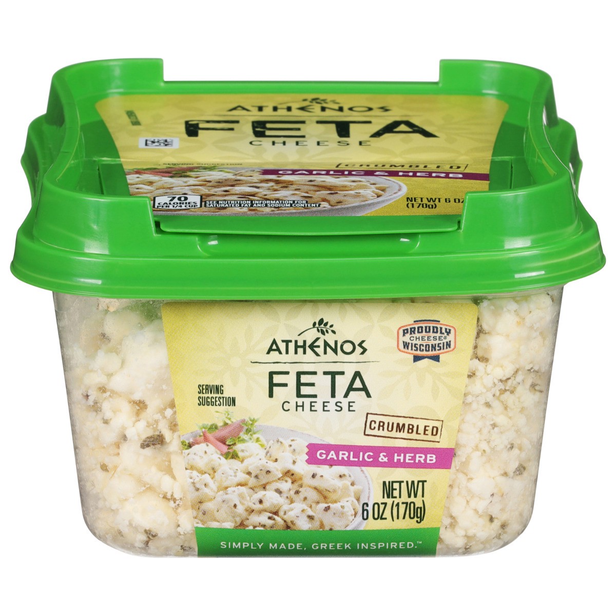 slide 1 of 9, Athenos Garlic & Herb Crumbled Traditional Feta Cheese 6 oz, 6 oz