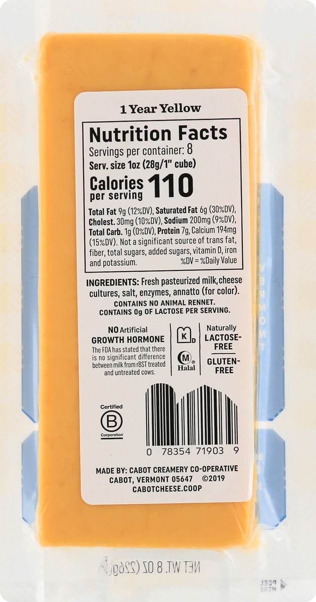 slide 9 of 10, Cabot Extra Sharp Yellow Cheddar Cheese, 8 oz, 8 oz