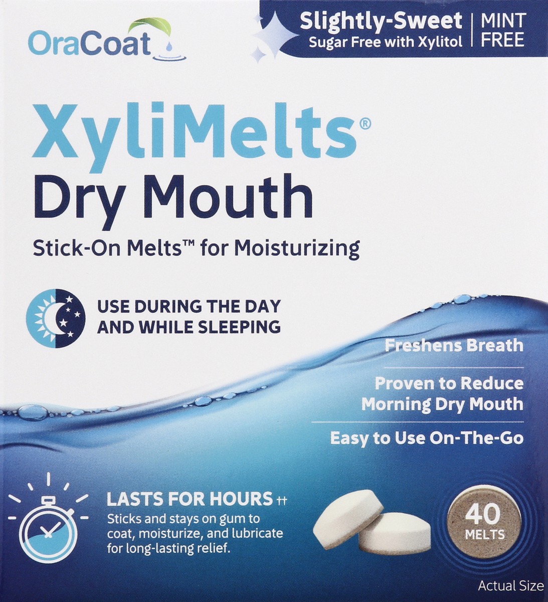 slide 2 of 13, OraCoat XyliMelts Dry Mouth Slightly-Sweet Stick-On Melts 40 ea, 40 ct