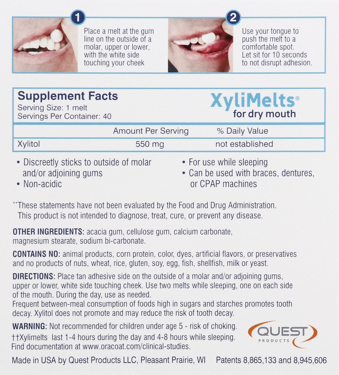 slide 12 of 13, OraCoat XyliMelts Dry Mouth Slightly-Sweet Stick-On Melts 40 ea, 40 ct