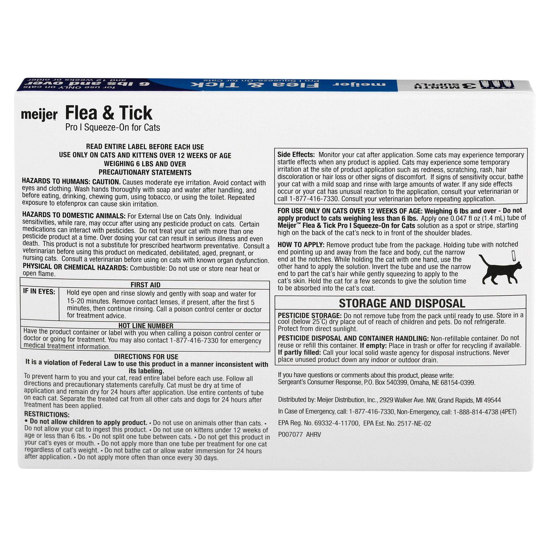 slide 3 of 5, Meijer Pro I Squeeze-On Flea & Tick for Cats and Over, 5 lb, 3 ct
