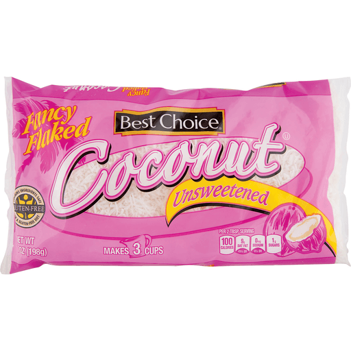 slide 1 of 1, Best Choice Fancy Flake Unsweetened Coconut, 7 oz