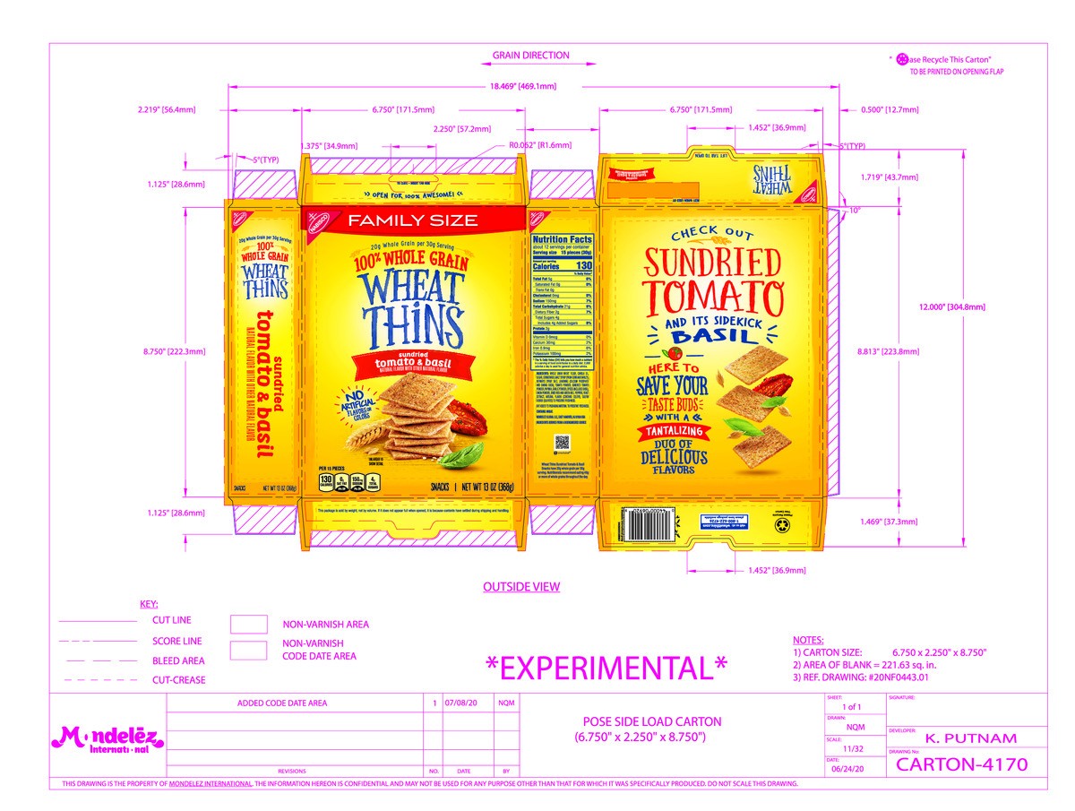 slide 12 of 15, Wheat Thins Sundried Tomato & Basil Whole Grain Wheat Crackers, Family Size, 13 oz, 13 oz