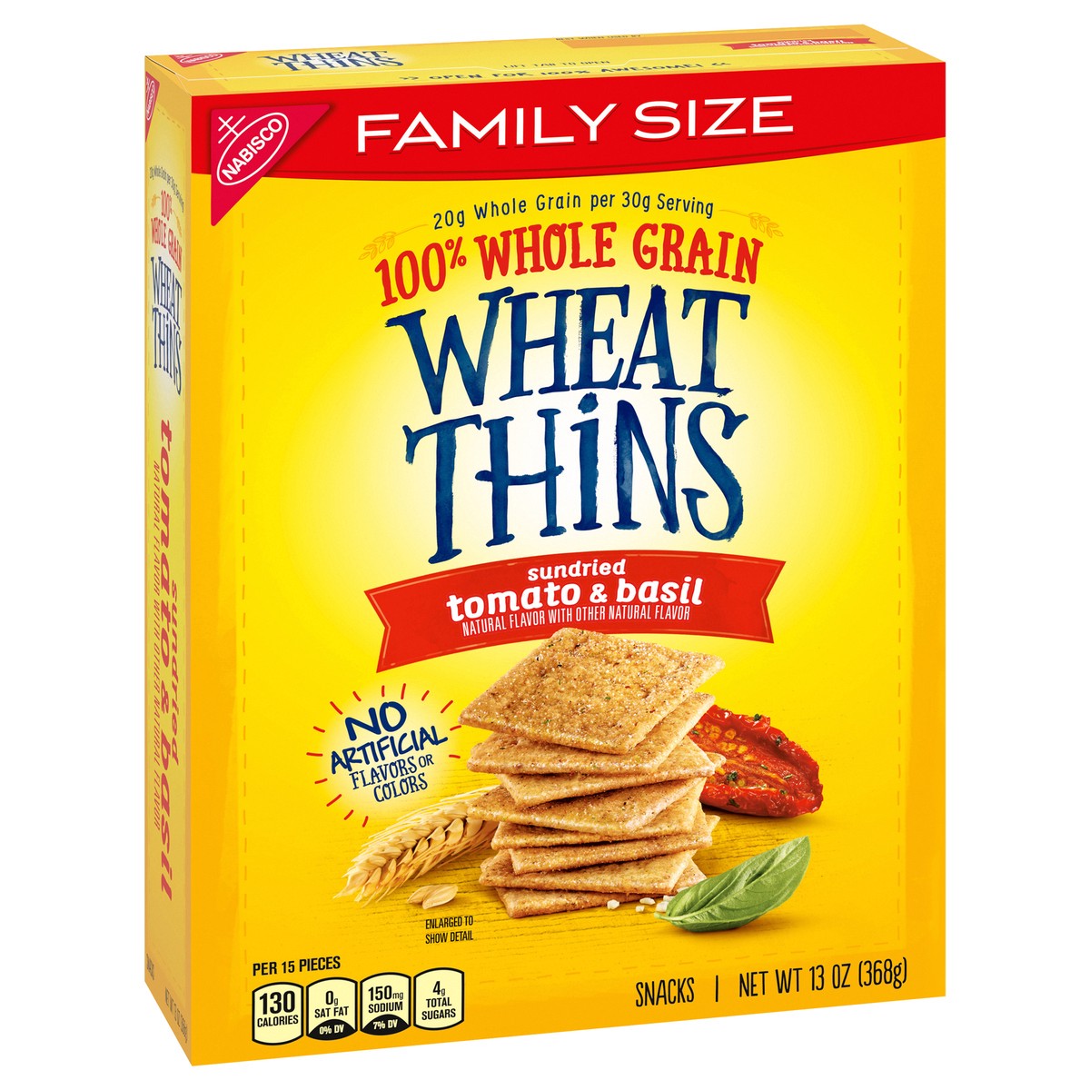 slide 3 of 15, Wheat Thins Sundried Tomato & Basil Whole Grain Wheat Crackers, Family Size, 13 oz, 13 oz