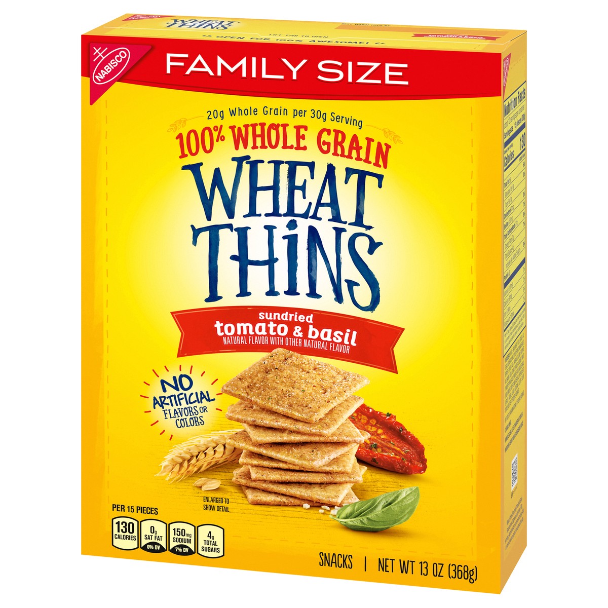 slide 9 of 15, Wheat Thins Sundried Tomato & Basil Whole Grain Wheat Crackers, Family Size, 13 oz, 13 oz