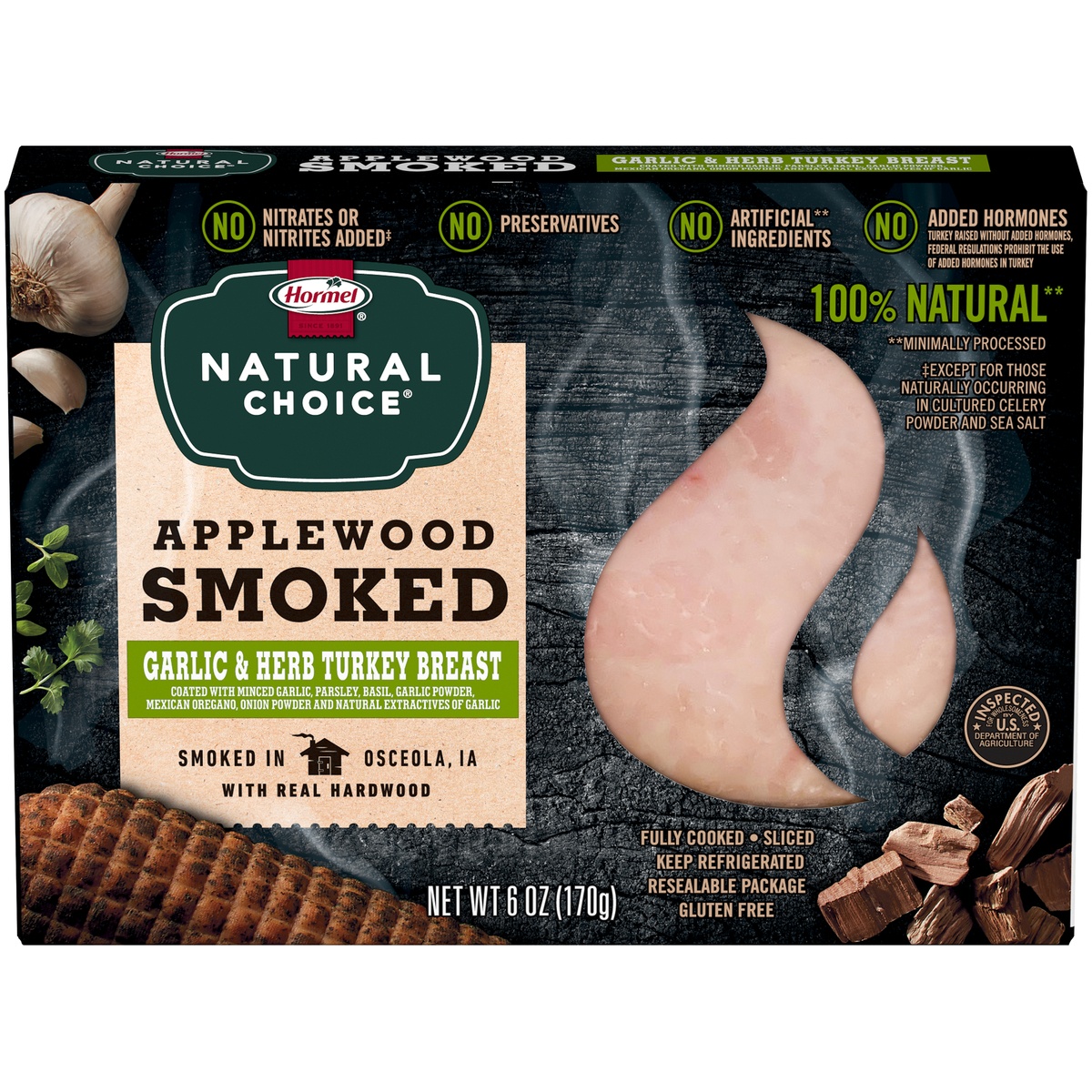 slide 1 of 7, NATURAL CHOICE Hardwood Smoked Turkey Applewood with Herbs, 6 oz