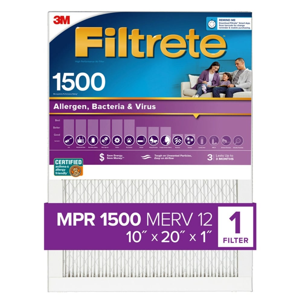 slide 1 of 1, 3M Filtrete Healthy Living 1500 Ultra Allergen Filter - 10 X 20 Inch, 10 in x 20 in