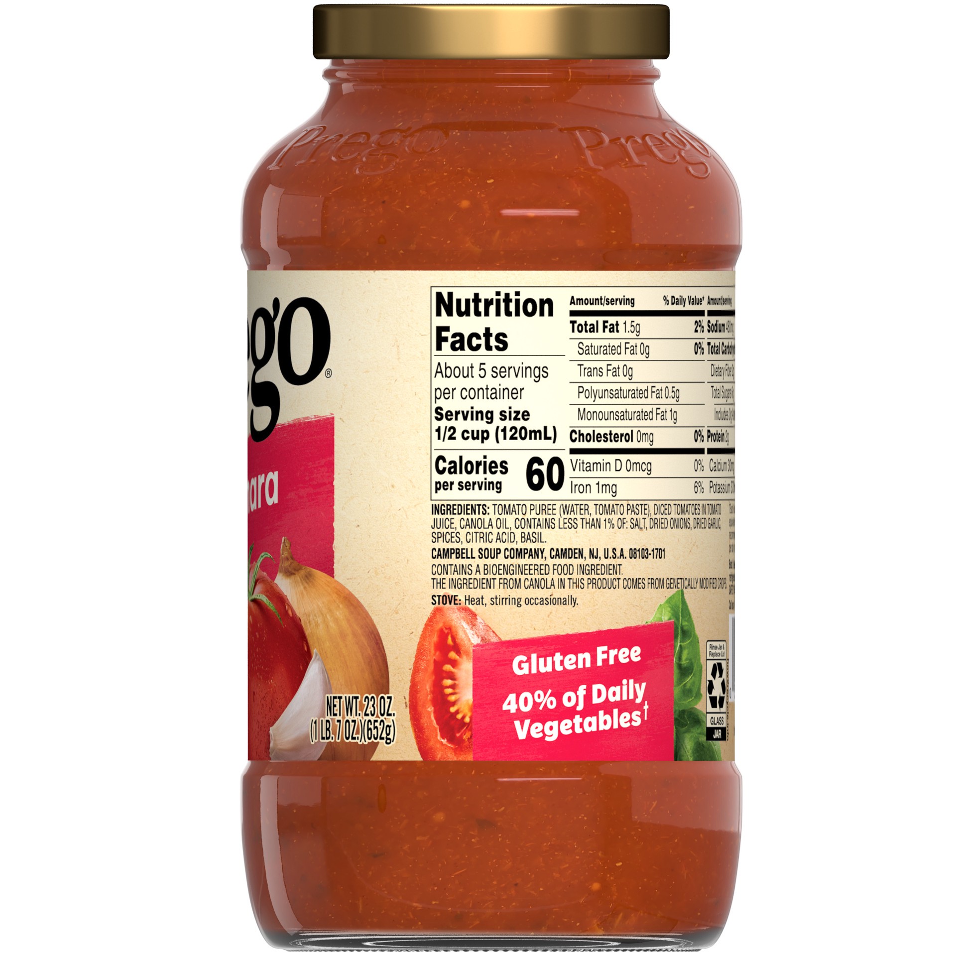 slide 2 of 5, Prego Marinara Sauce, 23 oz Jar, 23 oz