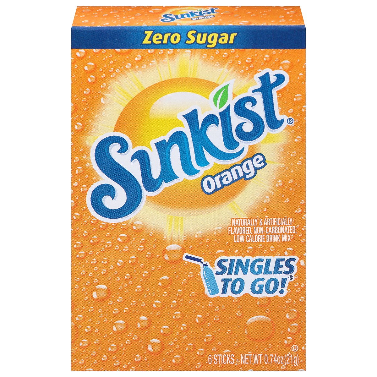 slide 12 of 13, Sunkist Singles to Go! Zero Sugar Orange Drink Mix 6 Sticks - 6 ct, 6 ct