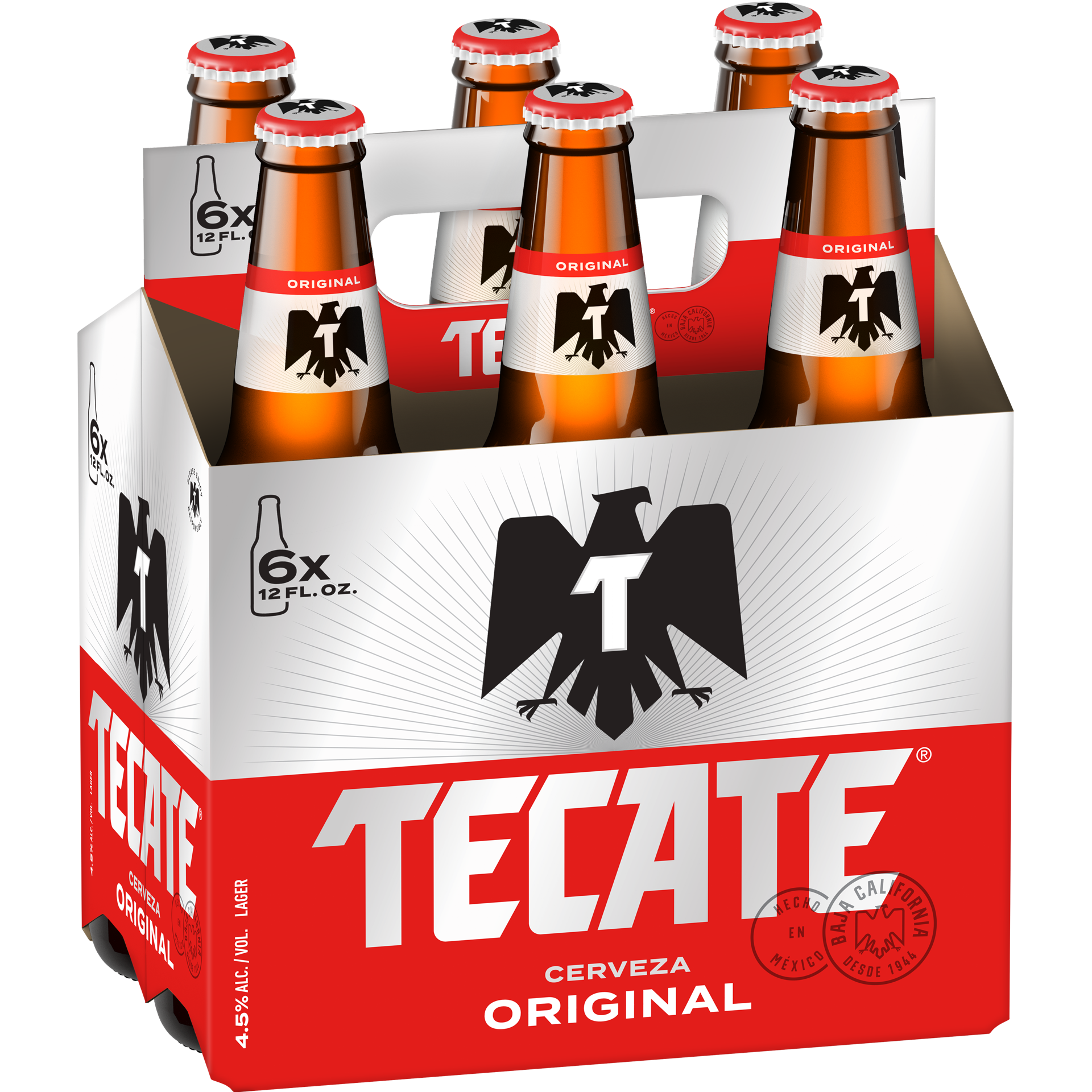 slide 3 of 3, Tecate Original Mexican Lager Beer, 6 Pack, 12 fl oz Bottles, 6 ct; 12 oz