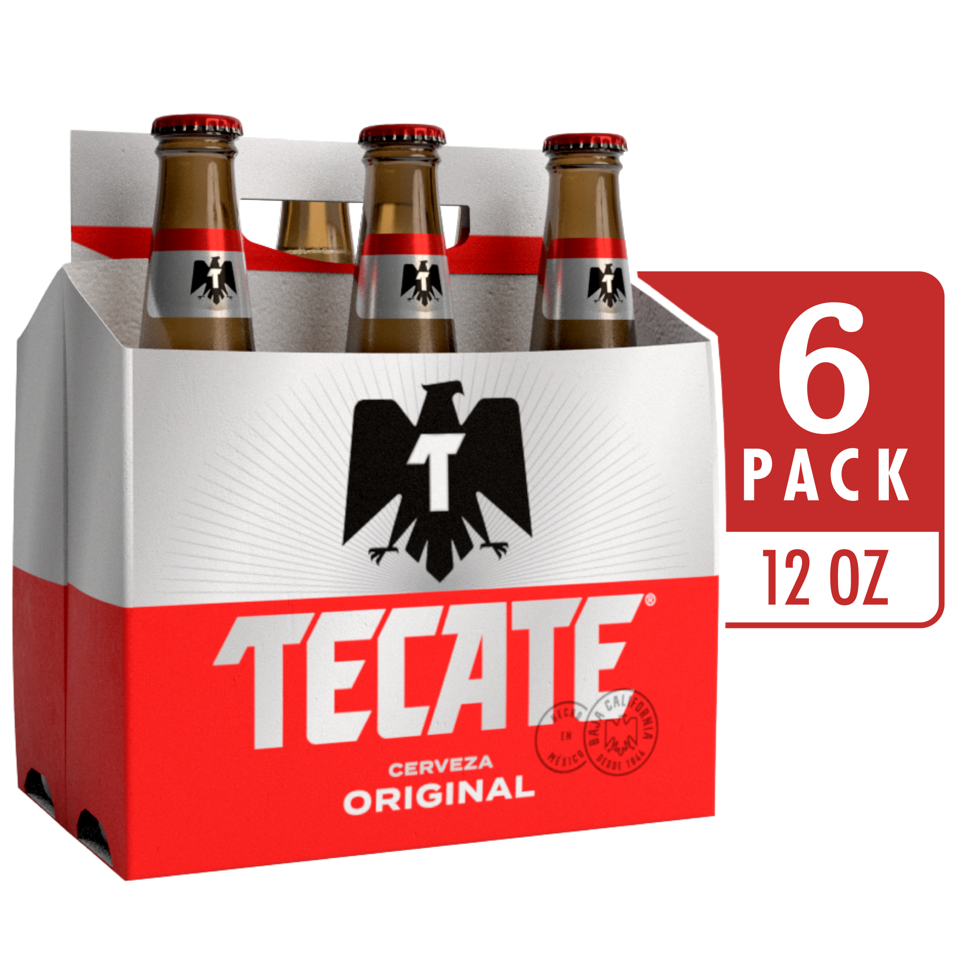 slide 1 of 3, Tecate Original Mexican Lager Beer, 6 Pack, 12 fl oz Bottles, 6 ct; 12 oz