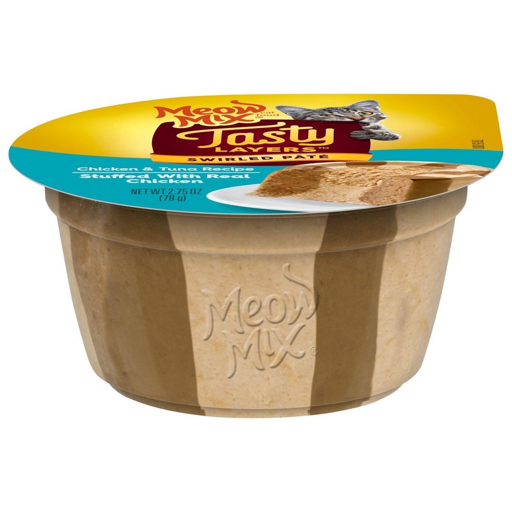 slide 2 of 5, Meow Mix Tasty Layers Chicken and Tuna Recipe Wet Cat Food, 2.75 oz