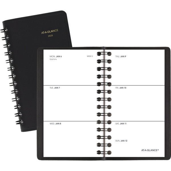 slide 3 of 3, 2025 At-A-Glance Weekly Planner, 2-1/2"" X 4-1/2"", Black, January To December, 7003505, 1 ct