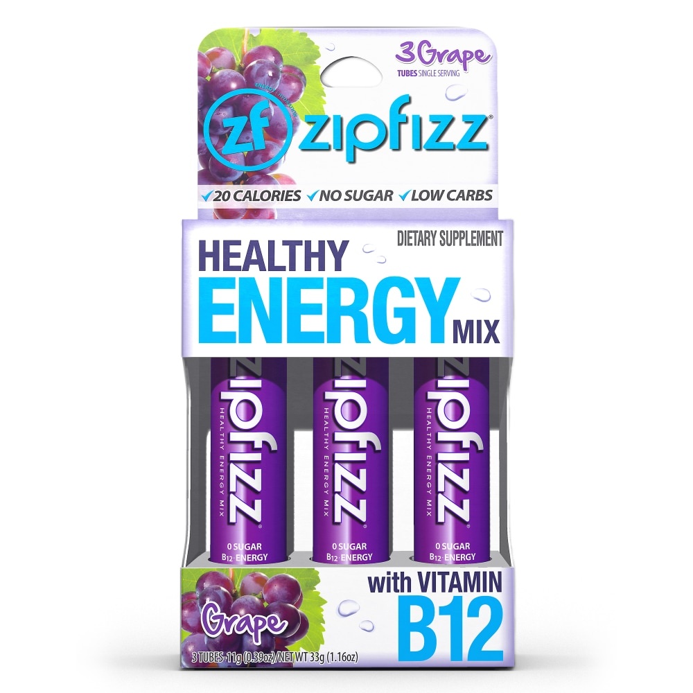 slide 1 of 1, Zipfizz Grape Energy Mix, 3 ct; 0.39 oz