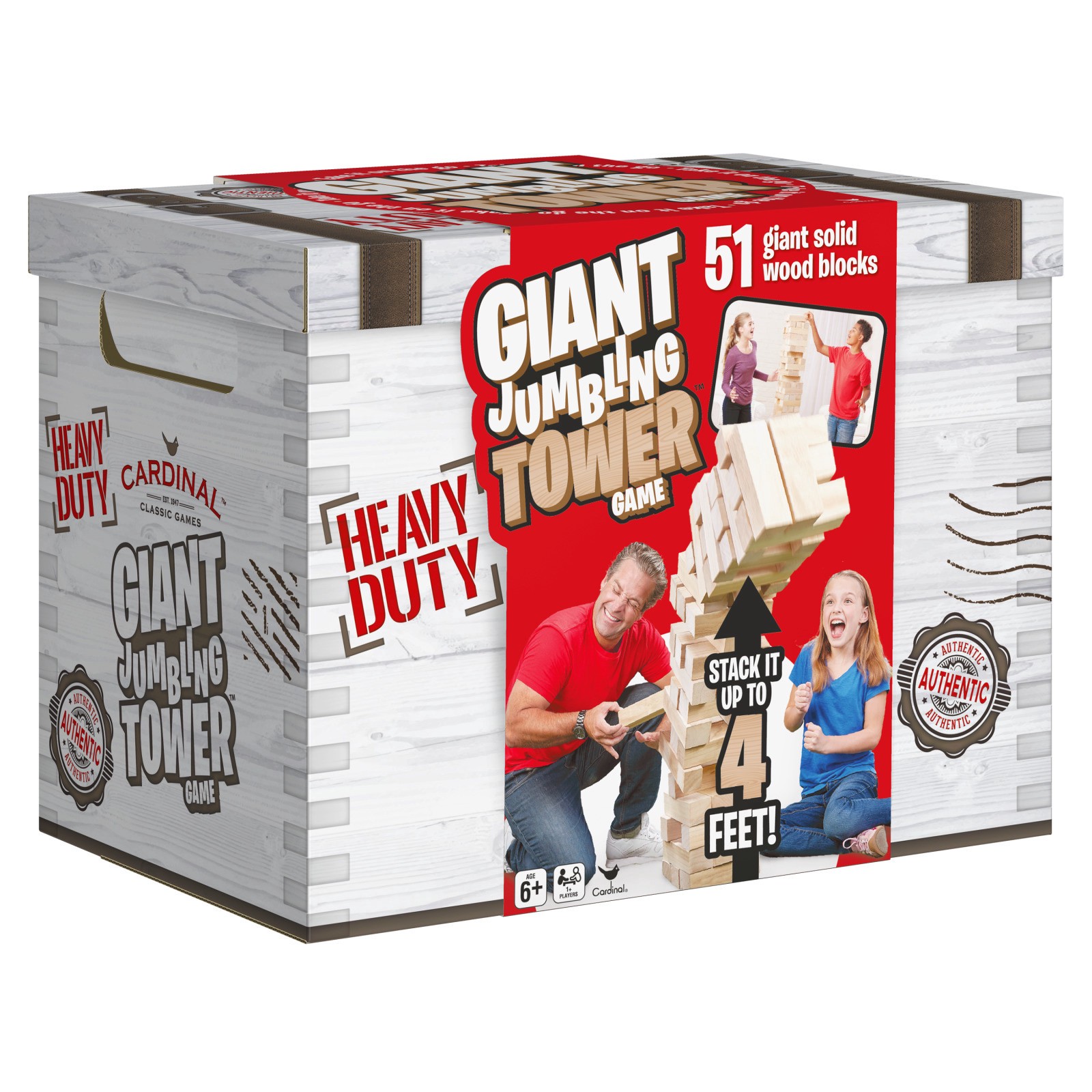 slide 2 of 4, Spin Master Giant Jumbling Tower Party Game with 51 Wood Blocks, for Families and Kids Ages 6 and up, 1 ct