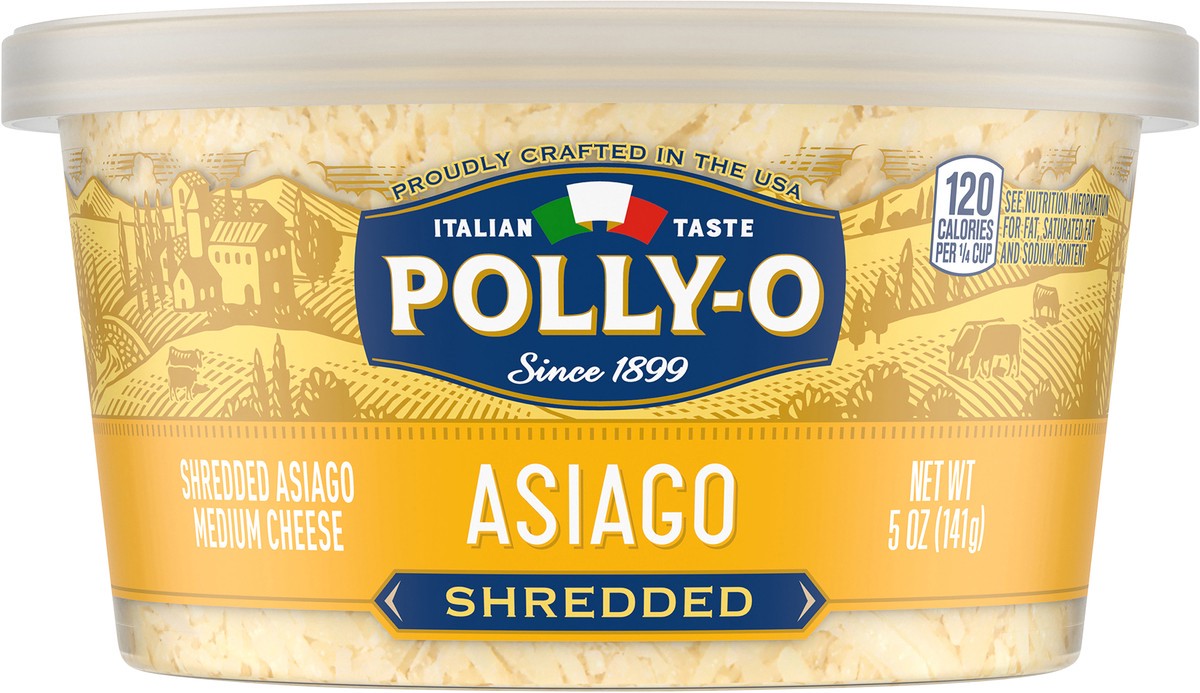 slide 2 of 14, Polly-O Shredded Asiago Cheese 5 oz. Tub, 1 ct