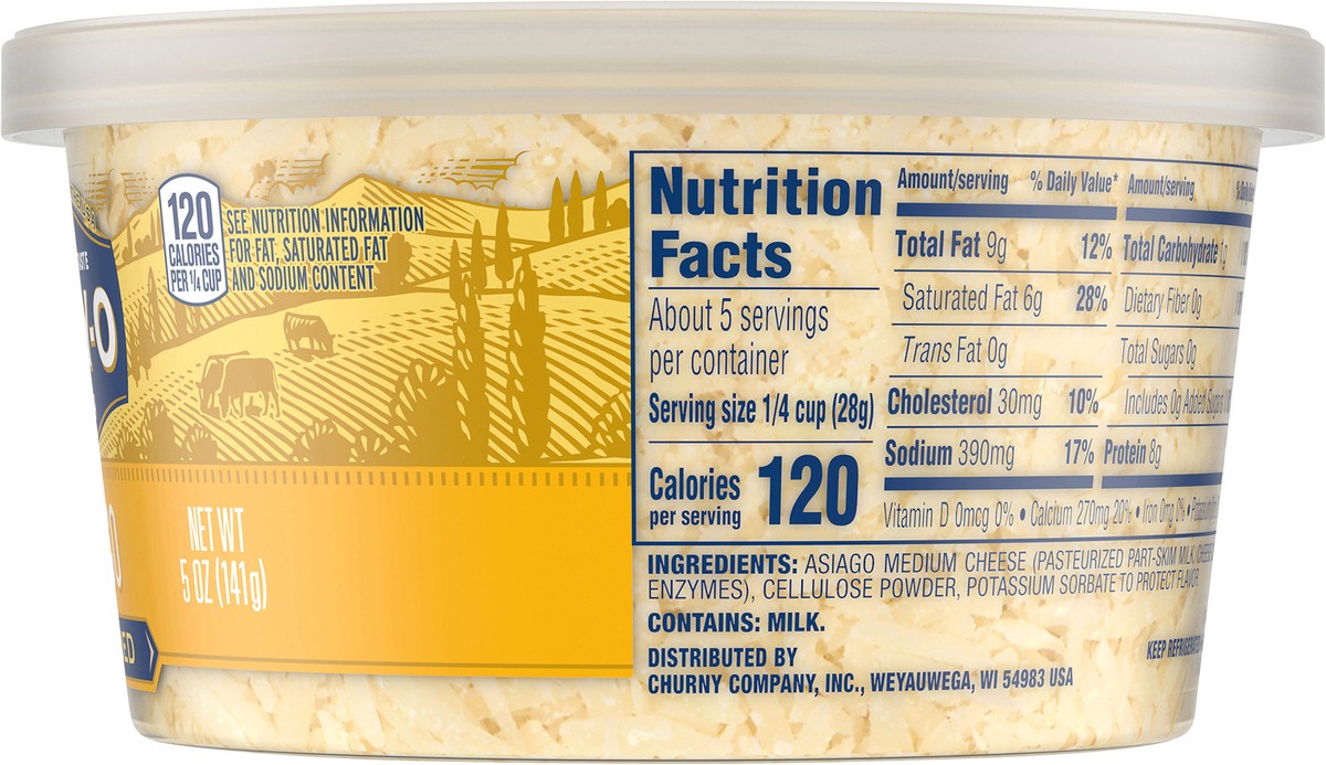 slide 12 of 14, Polly-O Shredded Asiago Cheese 5 oz. Tub, 1 ct