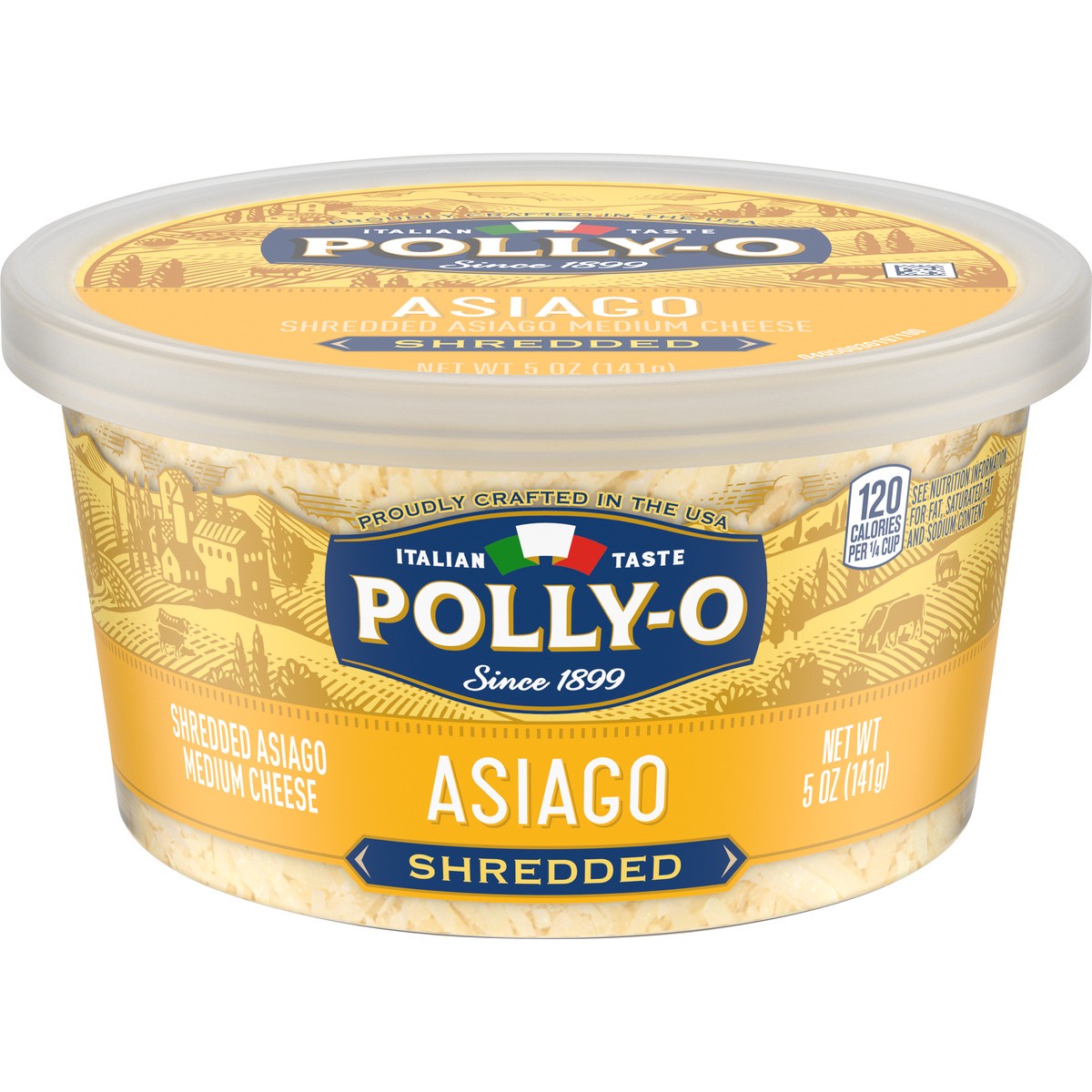 slide 1 of 14, Polly-O Shredded Asiago Cheese 5 oz. Tub, 1 ct