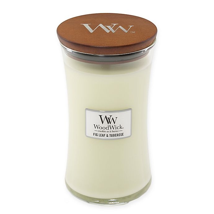 slide 1 of 2, WoodWick Fig Leaf & Tuberose Large Hourglass Jar Candle, 1 ct