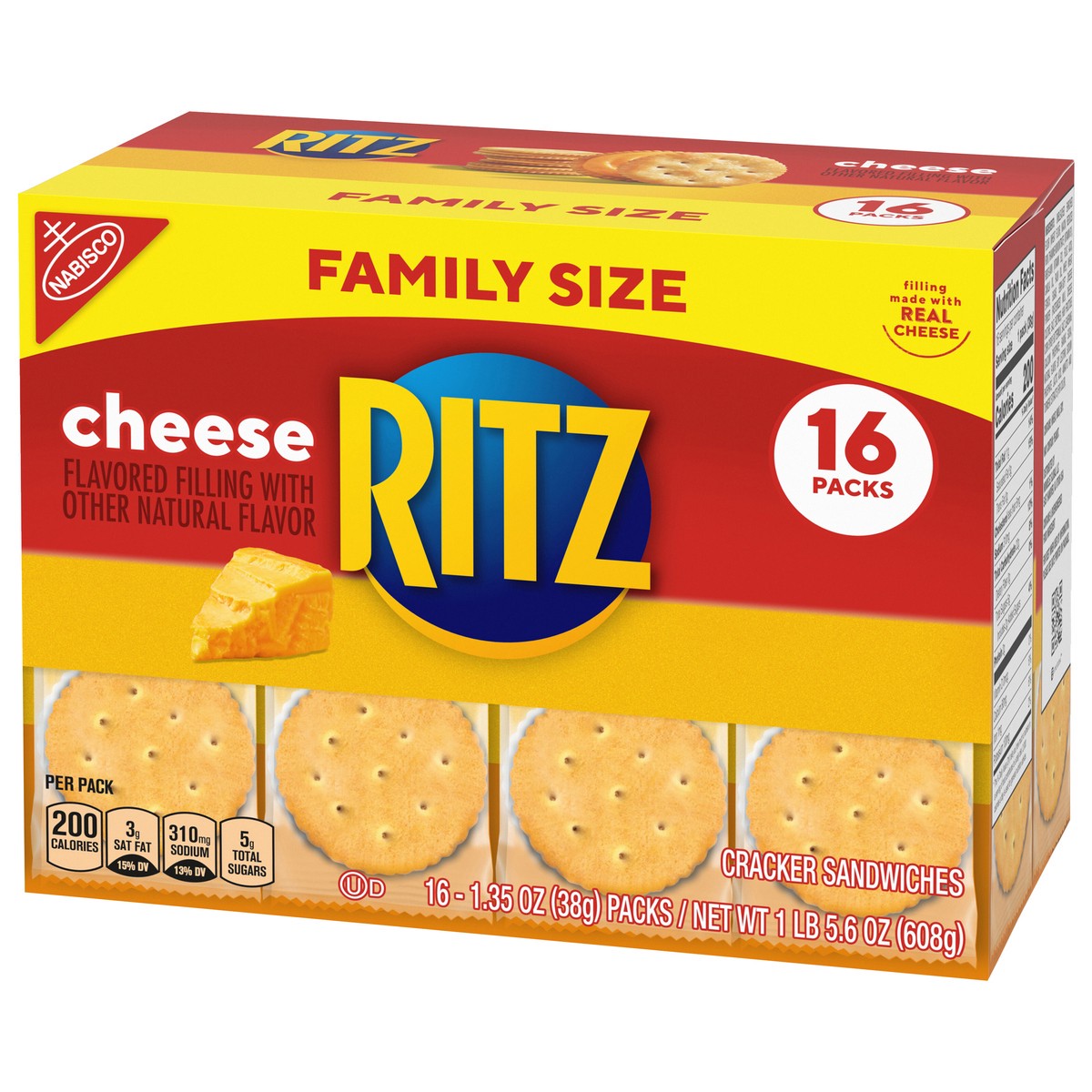 slide 3 of 9, Ritz Cracker Sandwiches with Cheese - Family Size - 16ct/1.35oz, 16 ct; 1.35 oz