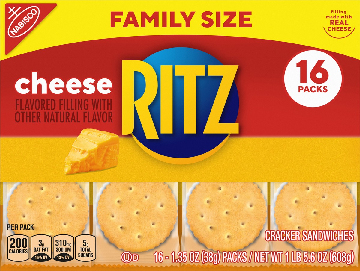 slide 6 of 9, Ritz Cracker Sandwiches with Cheese - Family Size - 16ct/1.35oz, 16 ct; 1.35 oz