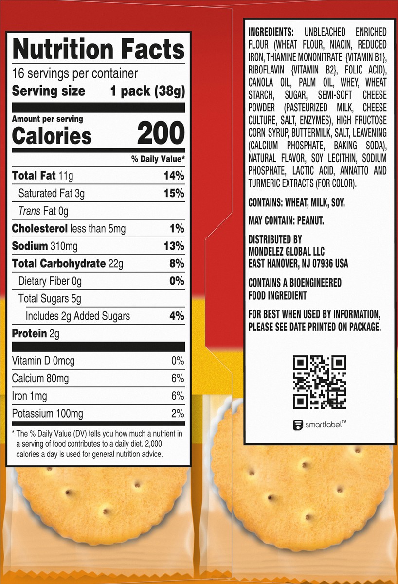 slide 8 of 9, Ritz Cracker Sandwiches with Cheese - Family Size - 16ct/1.35oz, 16 ct; 1.35 oz