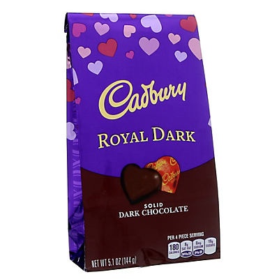 slide 1 of 1, CADBURY Valentine's ROYAL DARK Chocolate Hearts, 5.1 oz