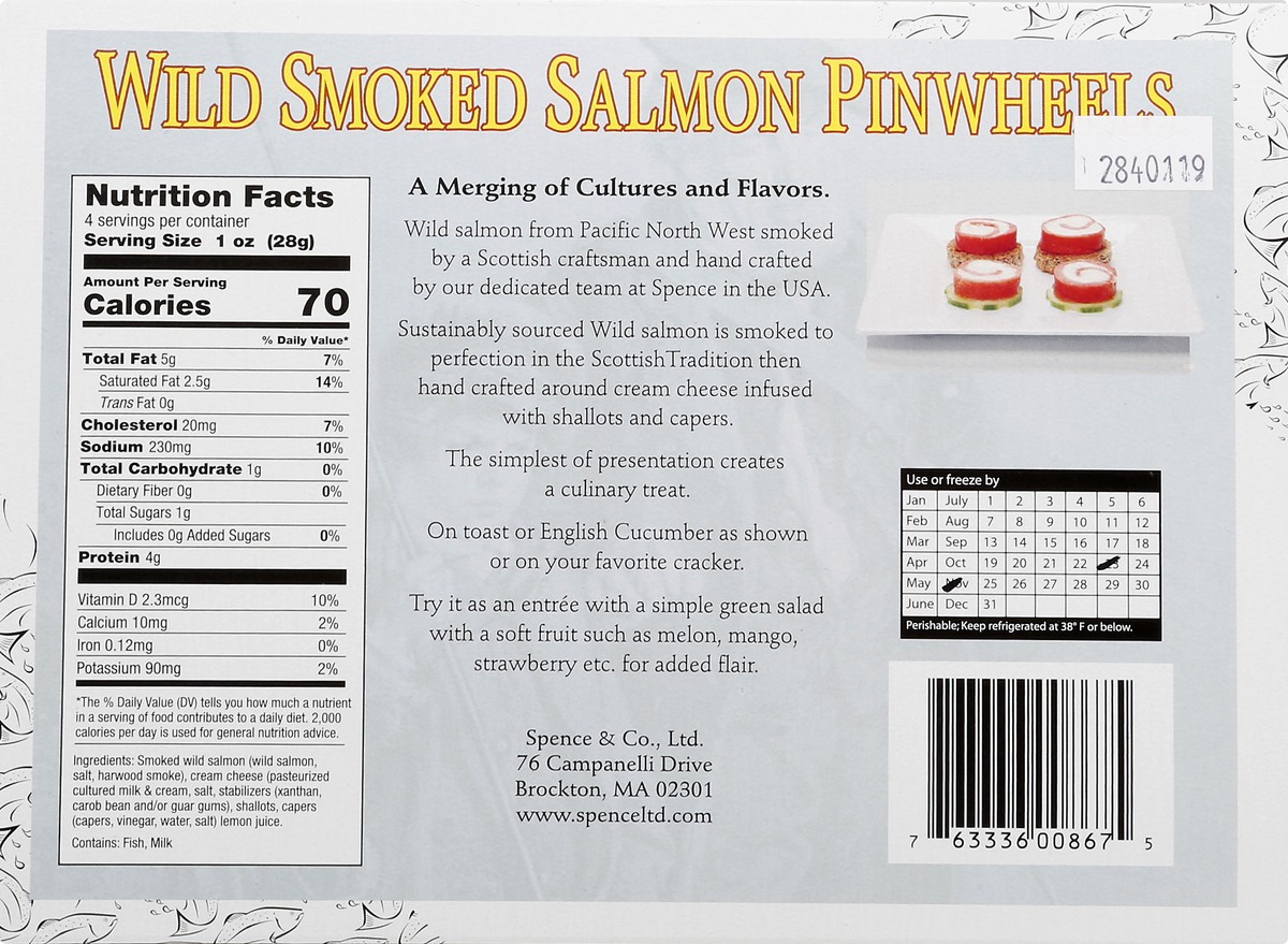 slide 2 of 9, Spence & Co. Wild Smoked Salmon Pinwheels, 4 oz