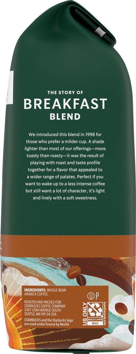 slide 9 of 9, Starbucks Whole Bean Coffee, Medium Roast Coffee, Breakfast Blend, 100% Arabica, 1 bag (12 oz), 12 oz