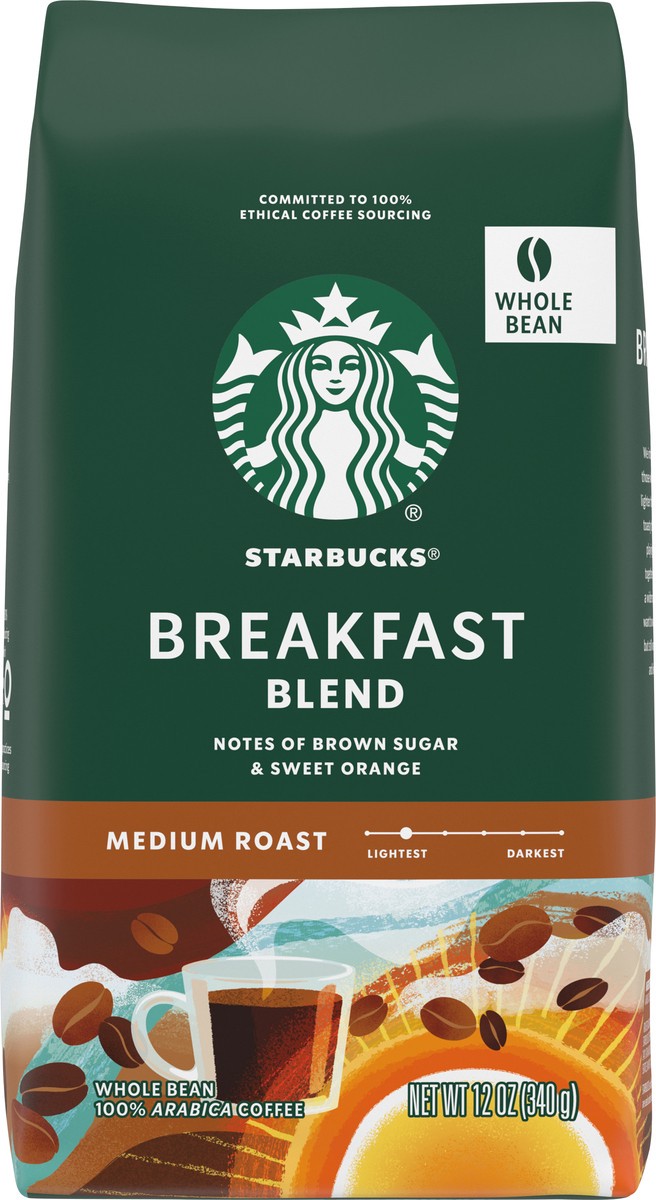 slide 1 of 9, Starbucks Medium Roast Whole Bean 100% Arabica Breakfast Blend Coffee 12 oz, 12 oz