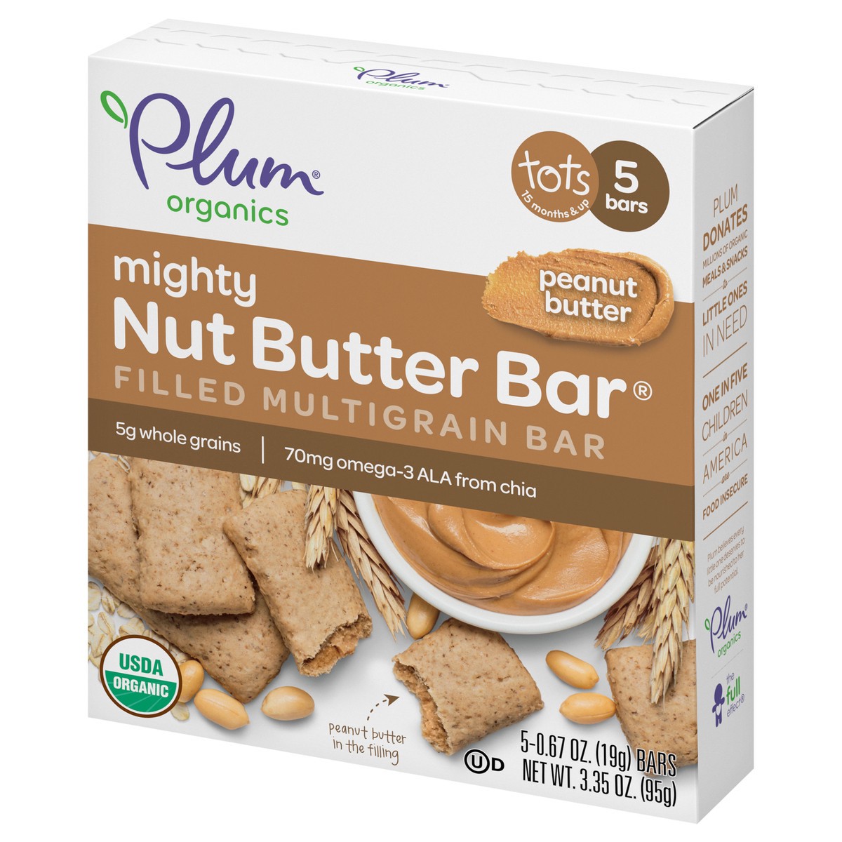 slide 3 of 9, Plum Organics Mighty Nut Butter Bar Peanut Butter .67oz Bars/5-Count Box, 5 ct