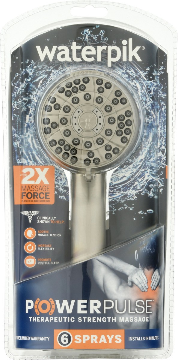 slide 9 of 10, Waterpik PowerPulse Therapeutic Strength Massage Shower Head 1 ea, 1 ct