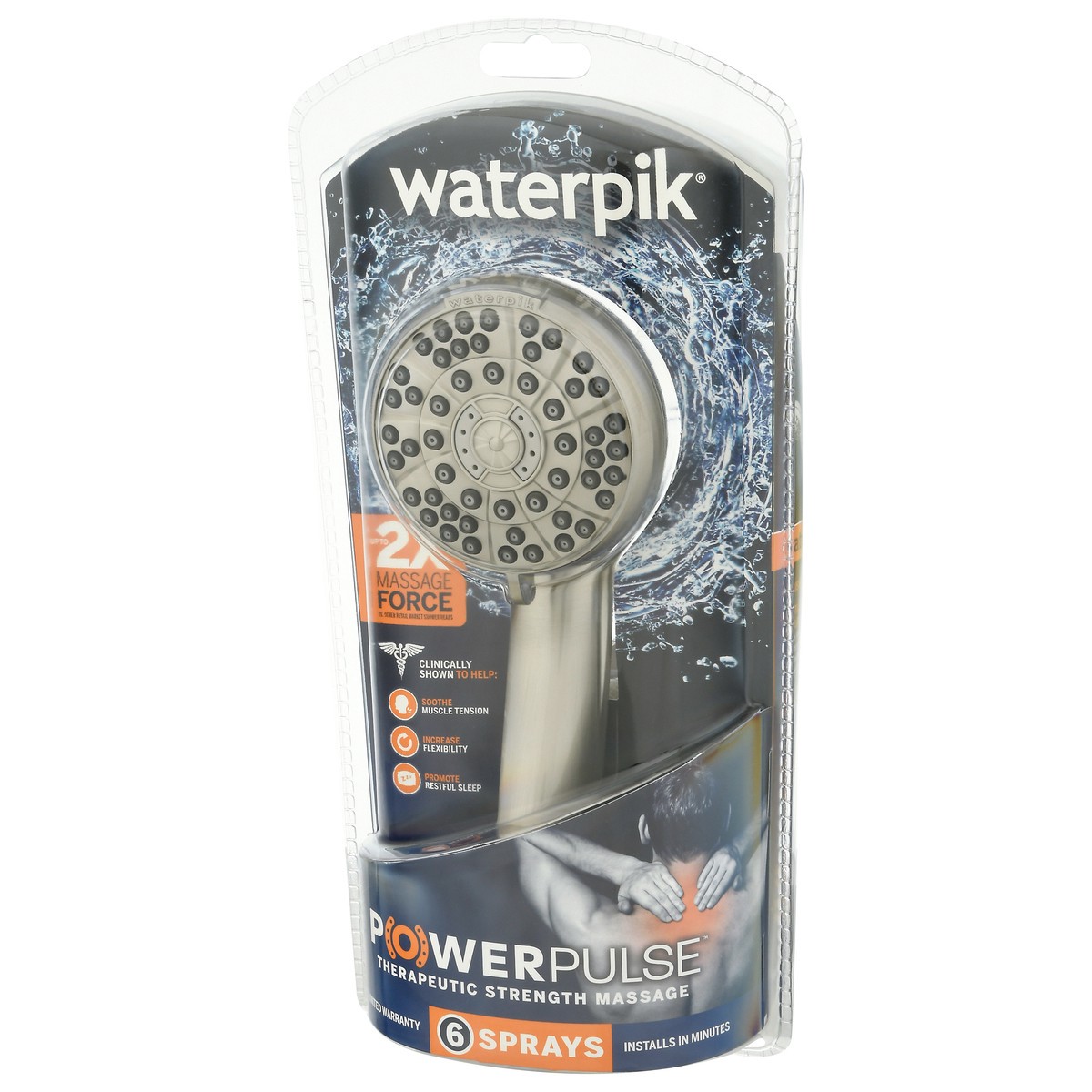 slide 4 of 10, Waterpik PowerPulse Therapeutic Strength Massage Shower Head 1 ea, 1 ct