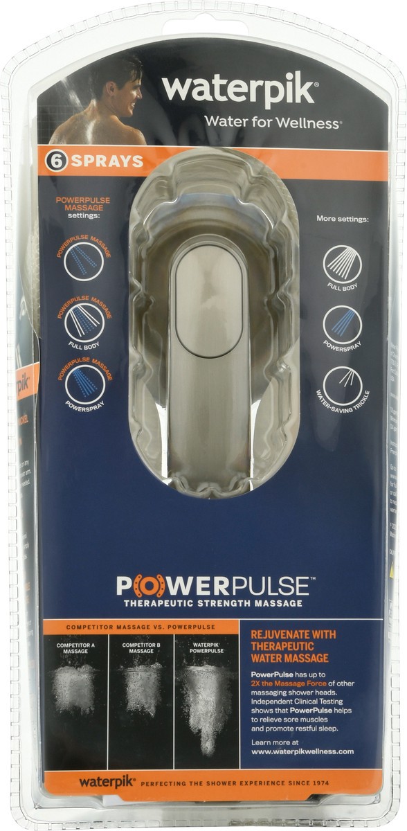 slide 8 of 10, Waterpik PowerPulse Therapeutic Strength Massage Shower Head 1 ea, 1 ct