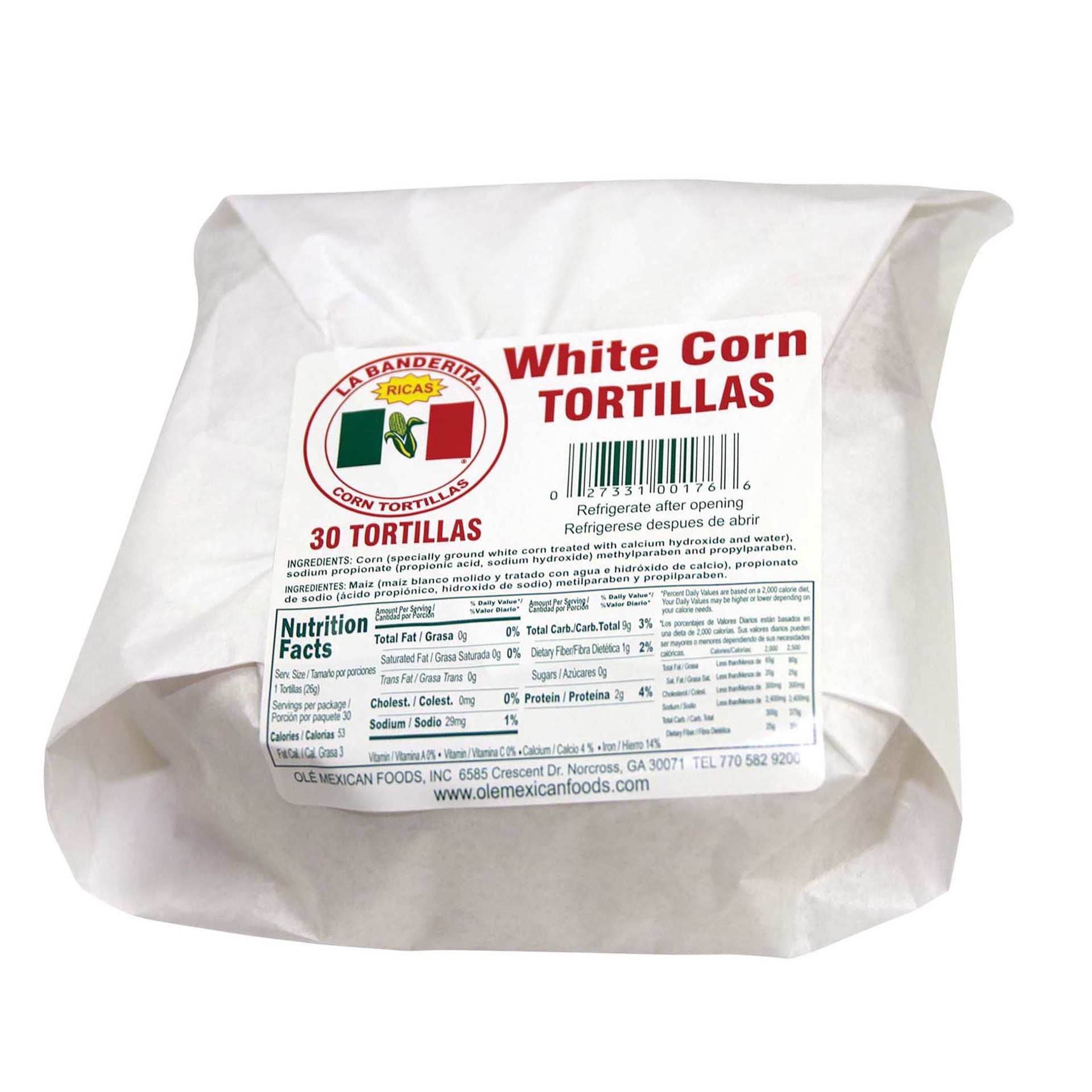 slide 1 of 1, La Banderita White Corn Tortillas, 30 ct