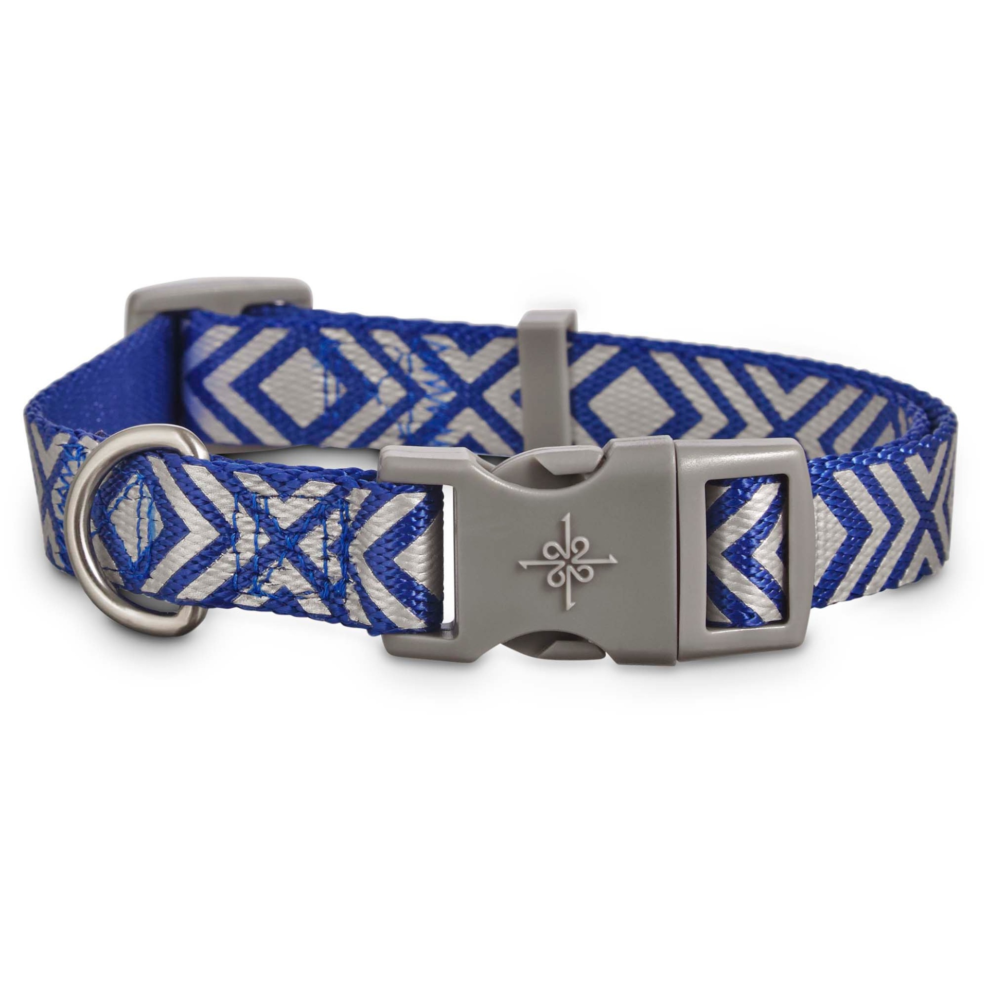 slide 1 of 1, Good2Go Reflective Blue Diamond Dog Collar, MED