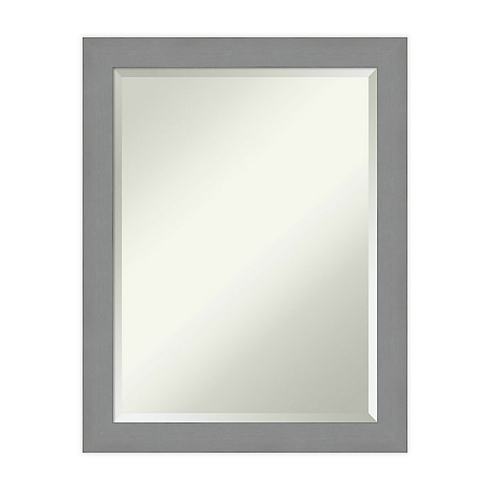 slide 1 of 6, Amanti Art Brushed Nickel Framed Bathroom Vanity Mirror - Nickel/Silver, 22 in x 28 in