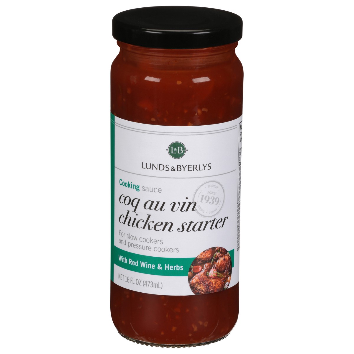 slide 1 of 9, L&B Coq Au Vin Chicken Starter Cooking Sauce with Red Wine & Herbs 16 fl oz, 16 fl oz