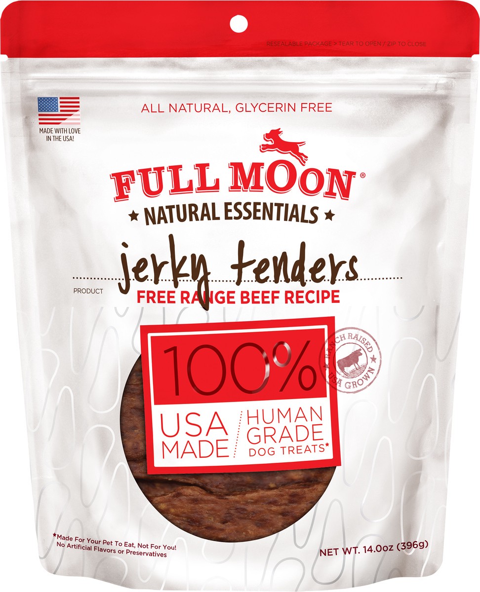 slide 3 of 3, FULL MOON All Natural Human Grade Dog Treats, Essential Beef Jerky Tenders, 14 oz., 14 oz