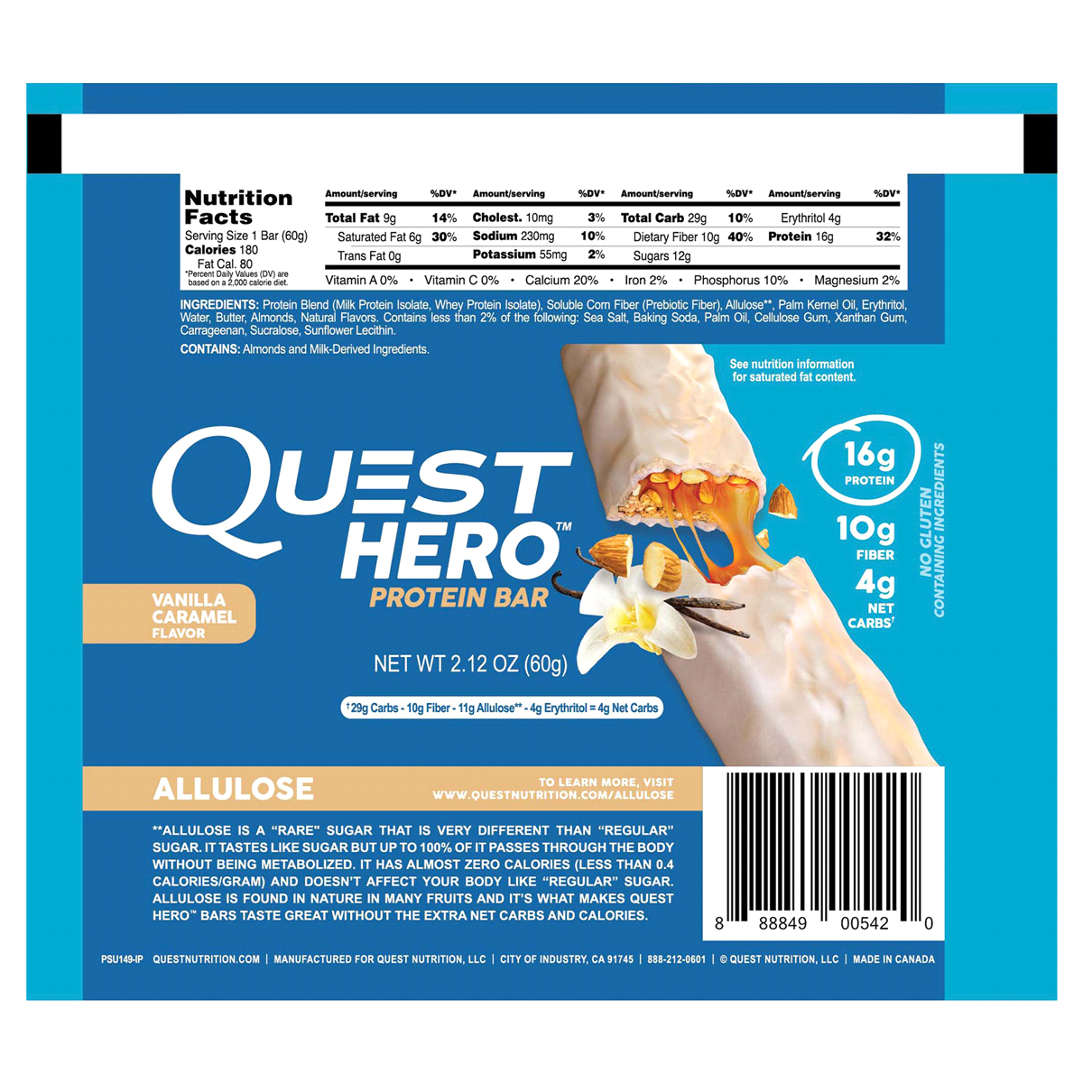 slide 2 of 2, Quest Nutrition Hero Protein Bar, Vanilla Caramel, 2.1199999 oz
