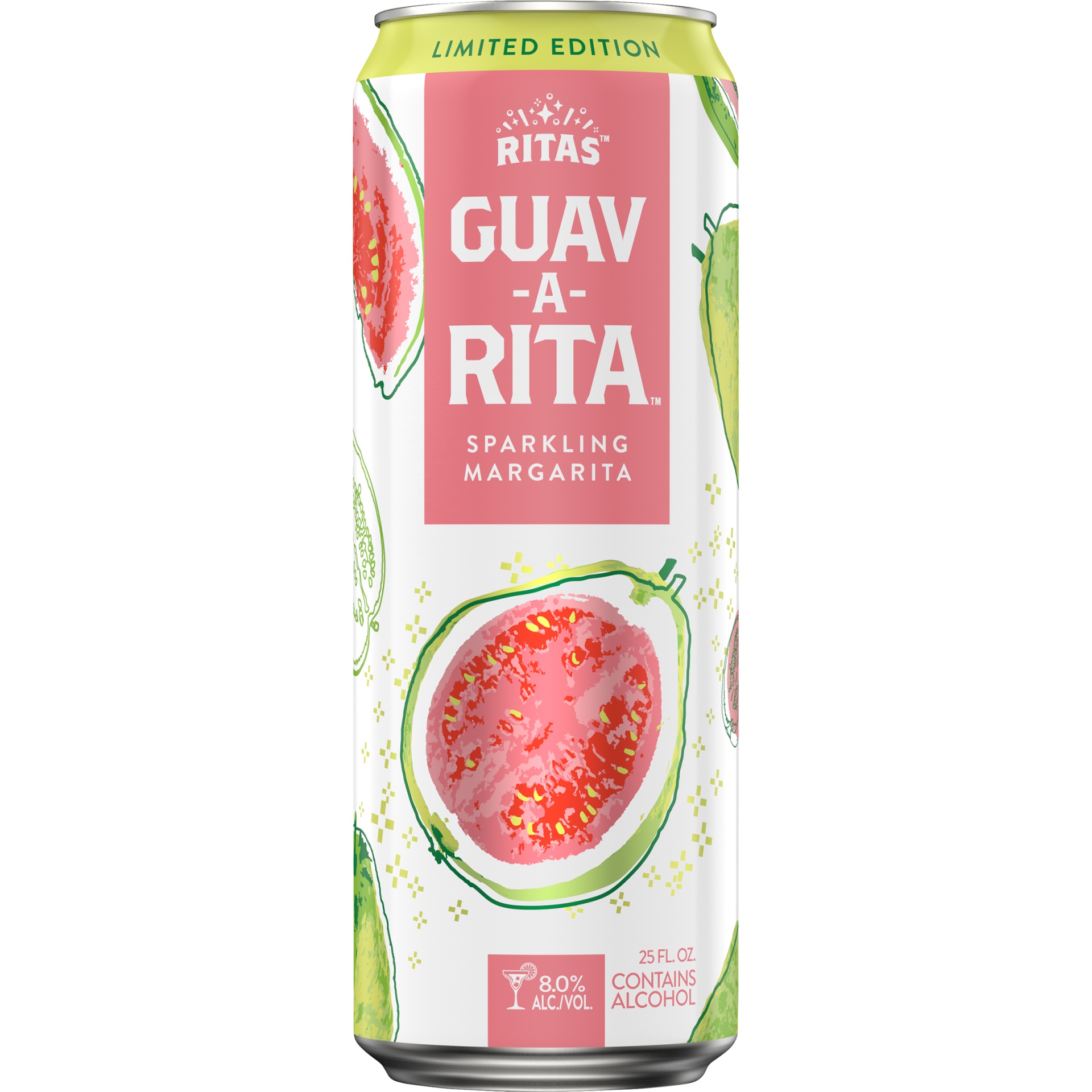 slide 1 of 2, Ritas Guav-A-Rita Sparkling Margarita 8.0% Alc./Vol., 8% ABV, 25 oz
