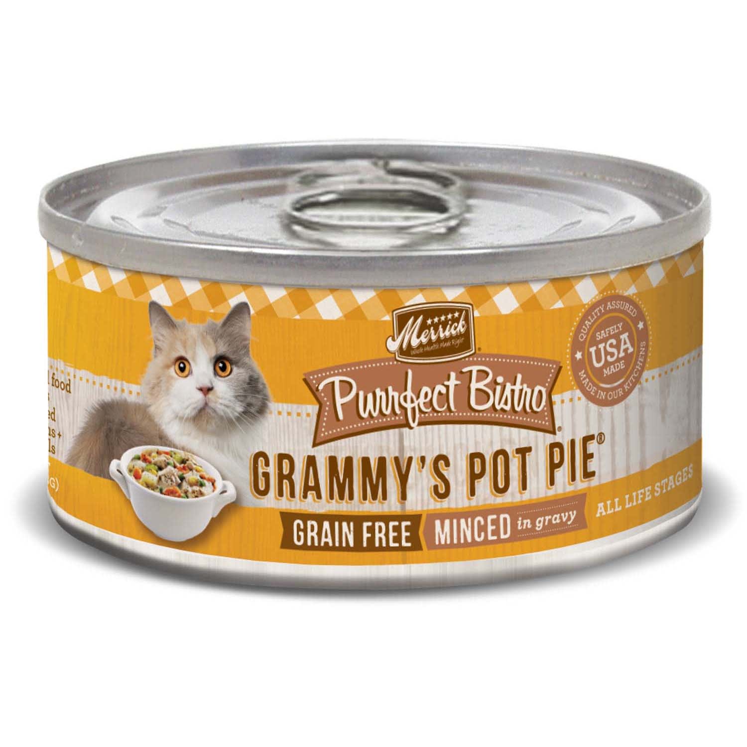 slide 1 of 1, Merrick Purrfect Bistro Grain Free Grammy's Pot Pie Canned Cat Food, 5.5 oz