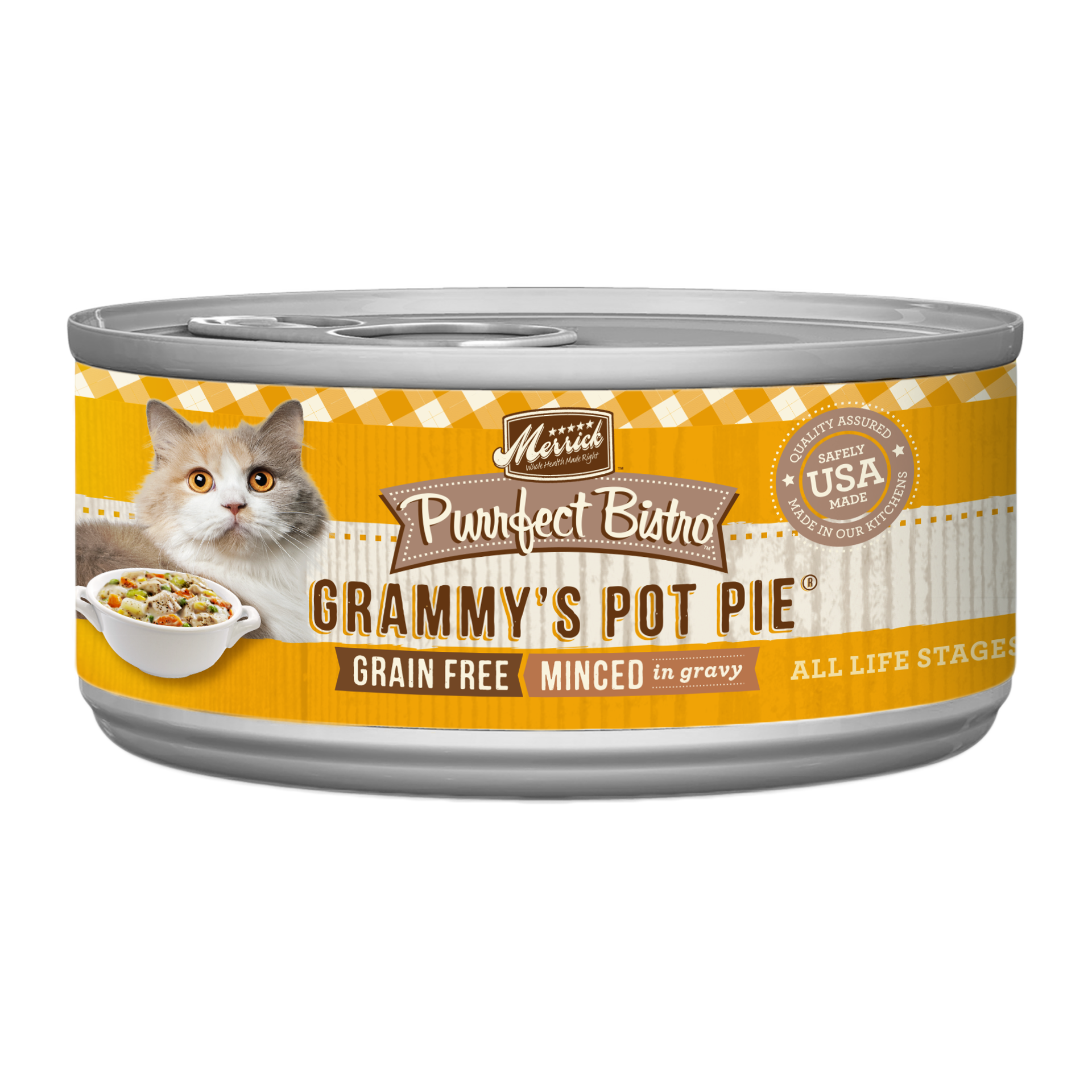 slide 1 of 4, Merrick Purrfect Bistro Grain Free Wet Cat Food Grammy's Pot Pie Minced in Gravy -  5.5 oz Can, 5.5 oz